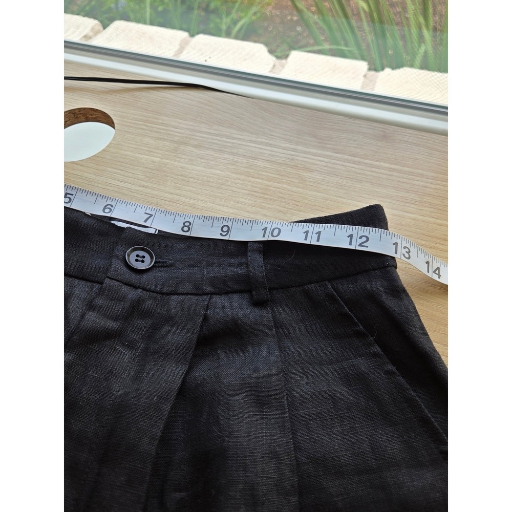Reformation Mason Linen Pleated High Waist Wide Leg Trouser Black Size 0 - Picture 12 of 15